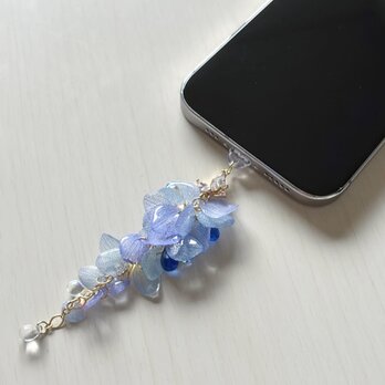 紫陽花 シャンデリア✨️ チャーム ダストプラグ コネクタ防塵保護カバー アクセサリー iPhone 携帯 AirPods