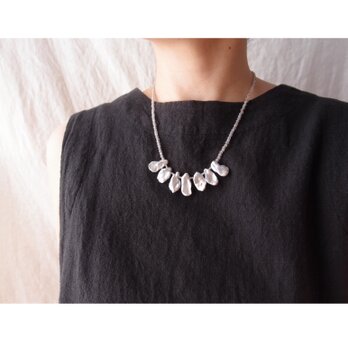 Petal Pearl × Gray Onyx Necklace ／ペタルパール×グレーオニキス ネックレス