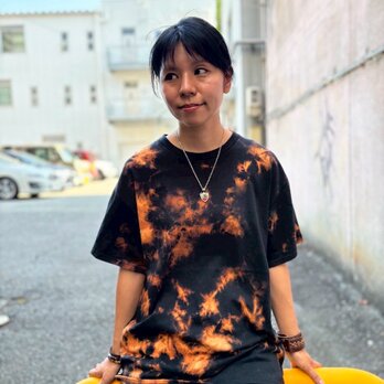 タイダイ Tシャツ Lサイズ ブラック ブリーチダイ Hippies Dye HD24-53のコピー