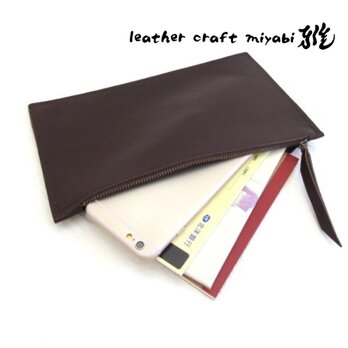 A６対応・フラットマルチケース《ゴートスキン》ダークブラウン・0293