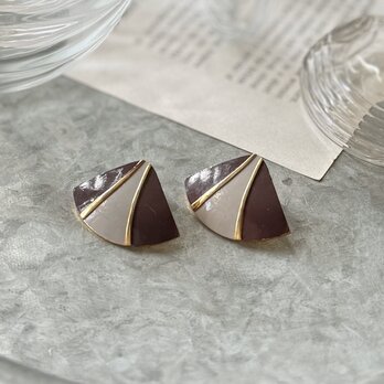 P669-【 Bergere 】ベルジェール・ヴィンテージピアス U.S.A. Purple Gray Enamel Paint