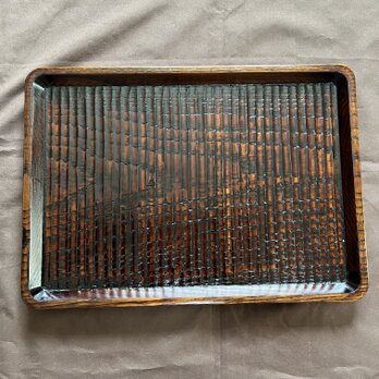 栗拭漆我谷盆　353mm×250mm×24mm　折敷　トレー　№9026