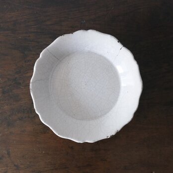 窯不明 ヌヴェール 可能性 白釉 リム皿 平皿 花リム φ20cm フランス アンティーク 0502342