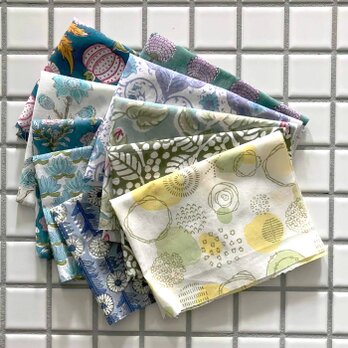 インド ブロックプリント生地 ミニカットクロス 10枚セット寒色系vol.25 ファブリック はぎれIF0334