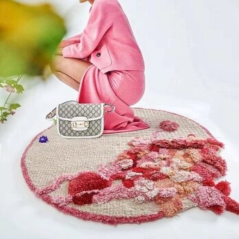 【受注制作】 オーダー カーペット 手織りニュージーランドウールカーペット ハンドメイドカシミアウール絨毯 花の茂み
