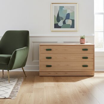 モダン総桐箪笥3段 レジン取手