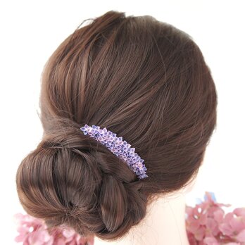 ヘアコーム 「 雨上がりの紫陽花 しっとり紫 」 紫 紫色 パープル むらさき 夏 秋 つまみ細工 あじさい 髪飾り