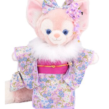 リーナベル 着物 着せ替え コスチューム ケープ&草履付 大正ロマン 金彩梅紫 振袖セット No.7 Sサイズ用 送料無料