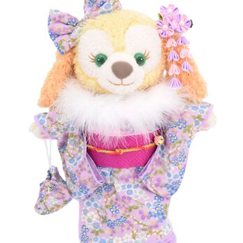 クッキーアン 着物 着せ替え コスチューム ケープ&草履付 大正ロマン 金彩梅紫 振袖セット No.11 Sサイズ用 送料無料