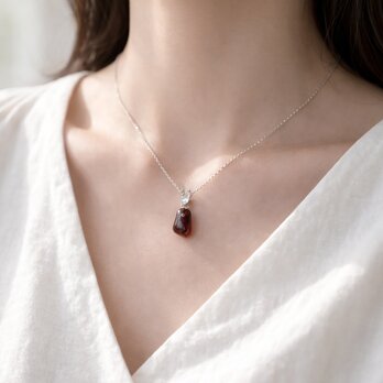 アルマンディンガーネット原石ネックレス｜一点物｜深紅の天然石ジュエリー｜1月誕生石｜シンプル上品ギフト gn330