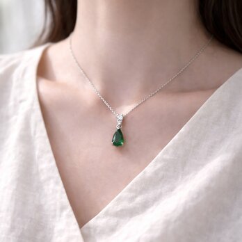 ツァボライトガーネット ネックレス｜深緑の雫 1.09ct｜一点物ジュエリー｜1月誕生石 gn168