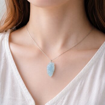 ブラジル産アクアマリン原石ネックレス｜一点物｜3月誕生石｜ナチュラルジュエリー｜シルバー925 gn33