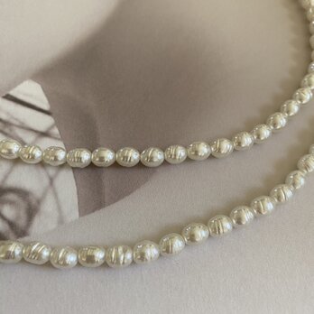 Pearls Long Necklaces ホワイトバロックパールロープ120ｃｍロング一連・ショート二連・三連にも◎