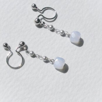 ブルーレースアゲート / キューブドロップ·イヤリング(ピアス)