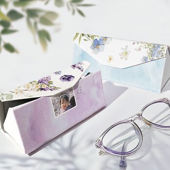 【写真が入る！】うちの子メガネケース｜水彩×フラワー（お写真・名入れ対応／4デザイン）