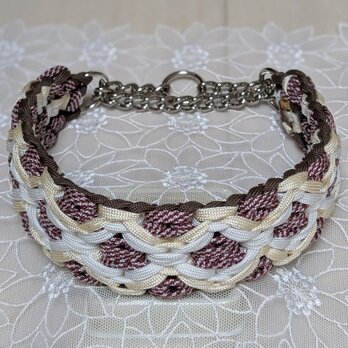 パラコード ハーフチョークチェーンタイプ　大型犬用（首回り３４cm、頭まわり４１ｃｍ）