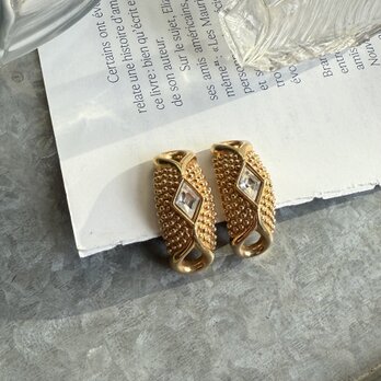 YSW2-【 SWAROVSKI 】スワロフスキー・ヴィンテージイヤリング 1970〜80s Gold-Tone Crystal