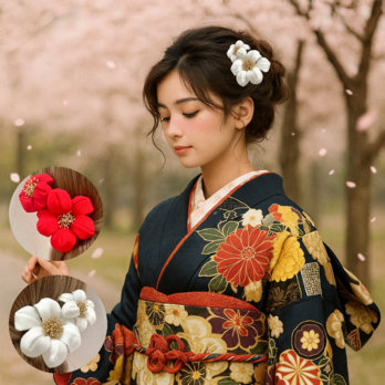 つまみ細工　髪飾り　成人式　結婚式　卒業式　七五三　ウェディング　和装　白無垢　振袖　袴　浴衣　ちりめん　OHANA