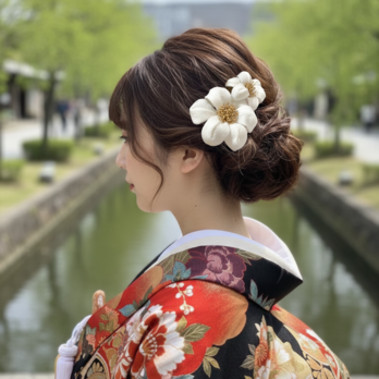 つまみ細工 髪飾り 成人式 結婚式 卒業式 七五三 ウェディング 和装 白無垢 振袖 袴 浴衣 ちりめん OHANA