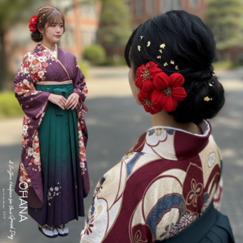 つまみ細工　髪飾り　成人式　結婚式　卒業式　七五三　ウェディング　和装　白無垢　振袖　袴　浴衣　ちりめん　OHANA