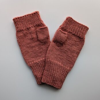 ラメ入りハンドウォーマー　サーモンピンク　銀ラメ