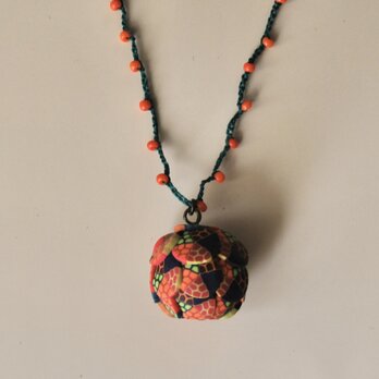 粒つぶビーズのぶつぶつネックレス　04 orange pink navy cha Kimidori