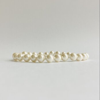 ガラスパールオールノットブレスレット/6mm約18cm+5cm/クリーム/R/made in japan