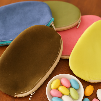 ドラジェみたいにカラフルな本革ポーチ 　選べるカラー　YKK｜名入れ対応｜ギフトにもおすすめ