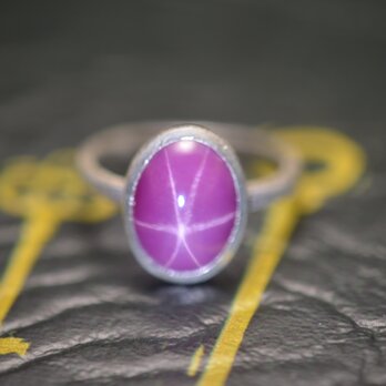 リング　シルバー925　シンセティックスタールビー　3.72ct