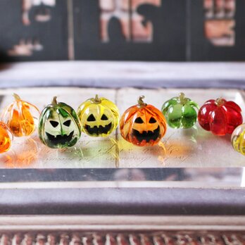 ガラスのハロウィン　ミニチュアジャックオランタン（透明）