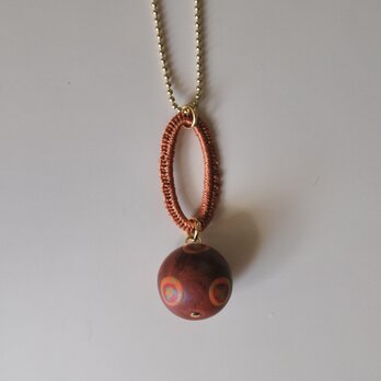 ボールチェーンネックレス　ダエン　01 orange×copper orange yellow green pink