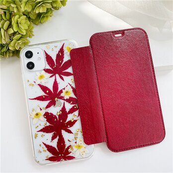 紅葉ケース 5色から選択 手帳型スマホケース iPhone17Pro・15Pro・16e・12 iPhoneケース