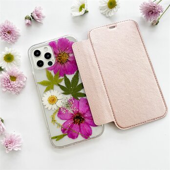 ミモザケース 5色から選択 手帳型スマホケース iPhone17Pro・15Pro・16e・12 iPhoneケース