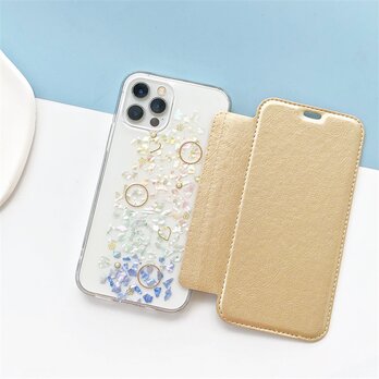 【貝殻】 5色から選択 手帳型スマホケース iPhone17Pro・15Pro・16e・12 iPhoneケース