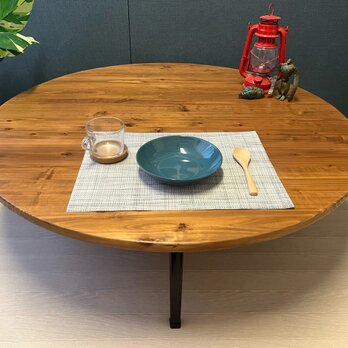 【送料無料】 ローテーブル 丸形 90cm 杉 オーク調 折りたたみ脚