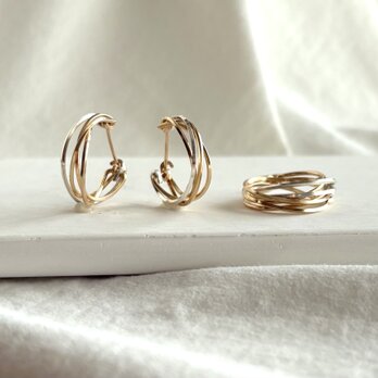 【期間限定】【秋の福袋No.1】diagonal20ピアス　Classyリング　14kgf silver925