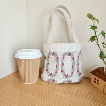 【受注制作】超便利☆コンビニコーヒー収納ミニトートバッグ（大）*リース