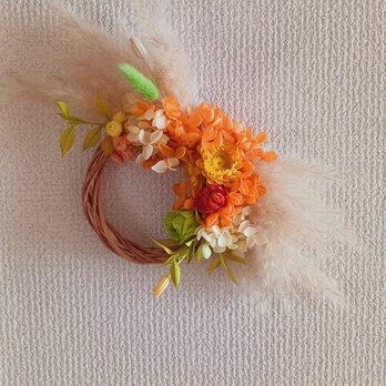 (送料無料)ブリザードフラワーリース　パンパスグラスと、