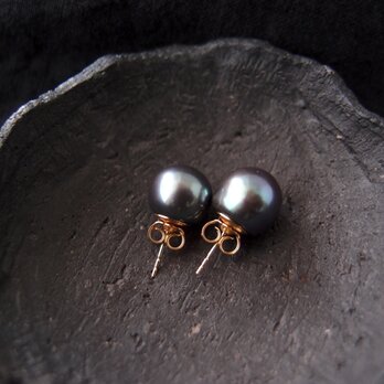 【K14gf】Baroque Pearl Earrings／Navy・バロックパール スタッドピアス