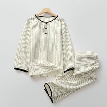 女性用 秋冬 長袖 パジャマ 前開き 部屋着 敏感肌 プレゼント 贈り物
