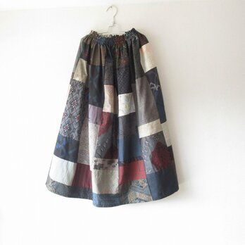 特価！着物リメイク♪ 大島紬パッチ　ワンピース　MーL 裏地付き♪ 重ね着 特価！着物リメイク♪ 大島紬パッチ ワンピース MーL 裏地付き