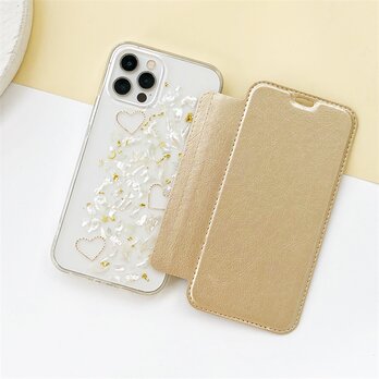 【貝殻】 5色から選択 手帳型スマホケース iPhone17Pro・15Pro・16e・12 iPhoneケース