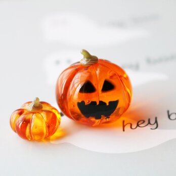 ☆❤️ ハロウィン　カボチャ　ガラス　パンプキン　フープピアス　ハンドメイド 大人可愛い♡ハロウィン パンプキン フープ ハンドメイド ピアス