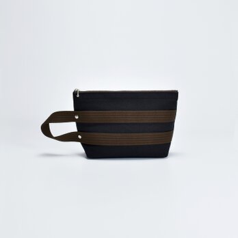 【受注製作】 持ち手付き帆布ポーチ（ブラック）