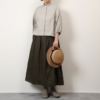 #518タックギャザースカート(オリーブグリーン)