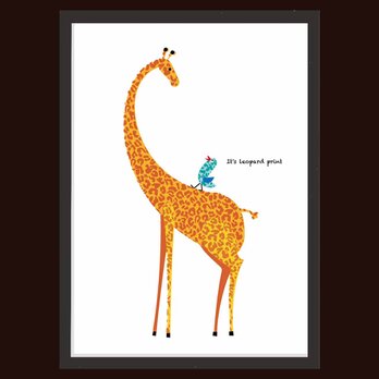 れれ〜？　キリン　鳥　送料無料 　イラスト　A4〜A0　ポスター　アートポスター　アート/sei検索新着順　3069