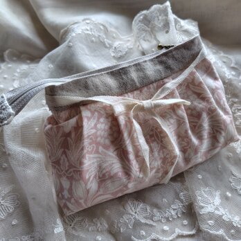 モリス*くすみピンク*タックポーチ