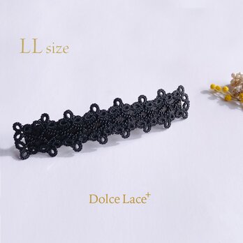 LLサイズ * Clover * 手編みタティングレースのバレッタ Black×Black