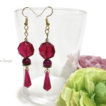 ピンク タイガーアイ　ピアス イヤリング　10月誕生石　厄除け　桃 虎目石　天然石 ☆ ダイナデザイン ☆ ゴールド カラー