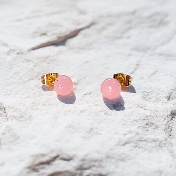 love グァバクォーツのシンプル一粒スタッドピアス（RO）※シルバー色ピアスやイヤリング、14KGF等に変更OK